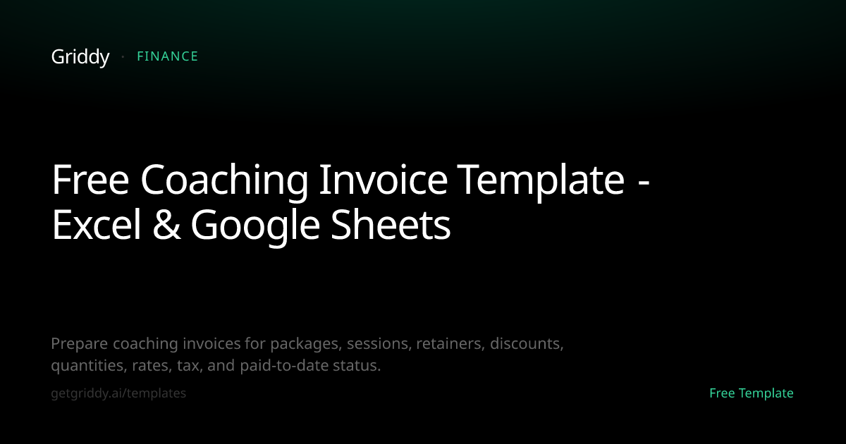 Free Coaching Invoice Template - Excel & Google Sheets — Griddy