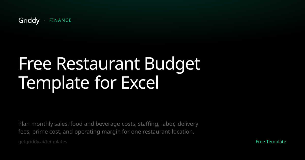 Free Restaurant Budget Spreadsheet Template — Griddy